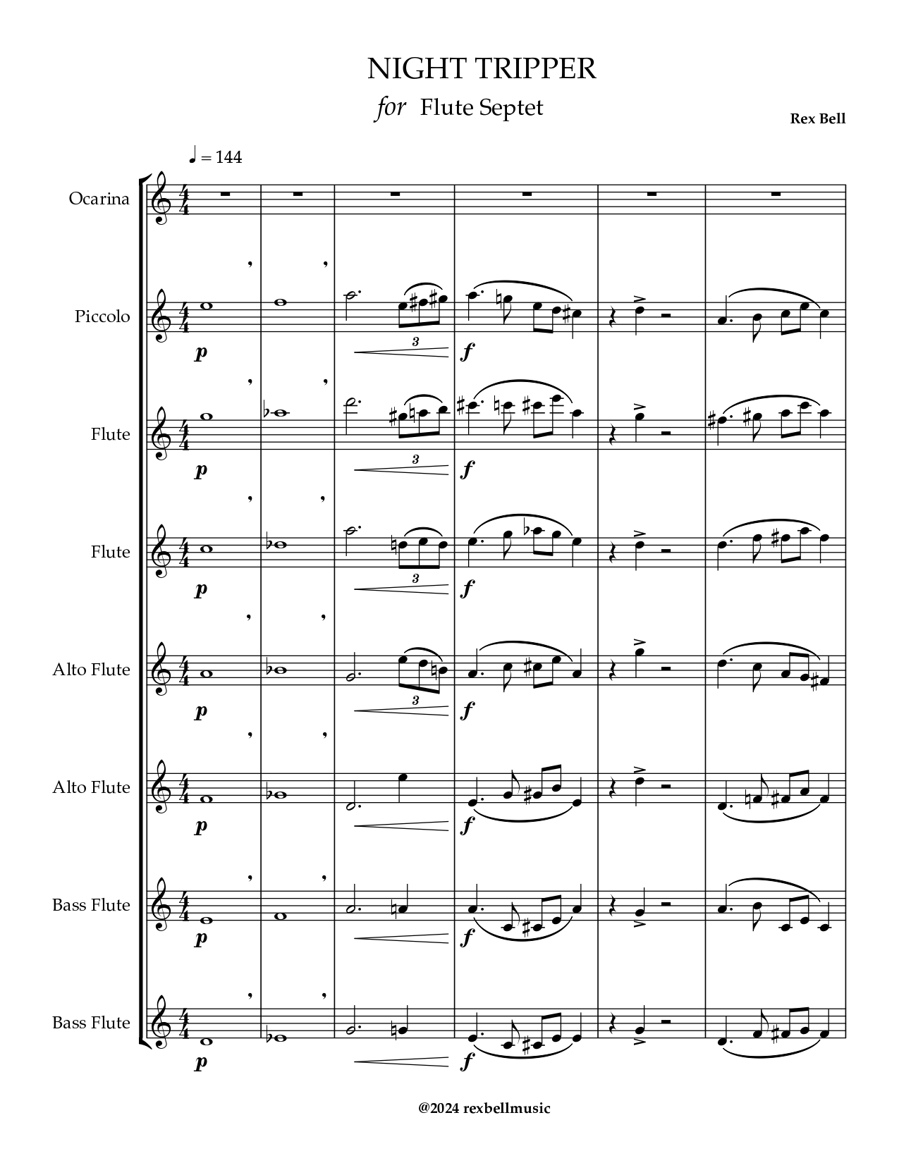 Night Tripper For Flute Septet
